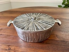 Vtg 1965 MCM Brutalist Don Drumm 3 Qt Aluminum  Casserole Serving Dish w/ Lid picture