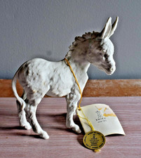 Vintage 1970s Kaiser White Bisque Porcelain Standing Donkey Figurine, Gold Crown picture