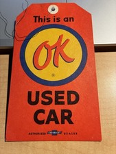 NOS 1950’s 1960’s Original Chevrolet OK USED CAR Dealer Hang Tag Sign GM Impala picture
