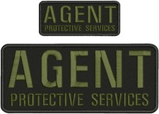 AGENT P SERVICES EMBROIDERY PATCH 4X10 AND 2X5 HOOK ON BACK ODGREEN ON BLACK picture