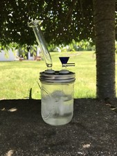 Mason Jar Bong Water Pipe Bubbler 14mm 5.5” Inch Glass Mouthpiece EZ Clean Bowl picture