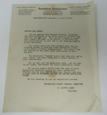 1930 Republican Party Flyer Frederick MD Against Gov Albert Ritchie 4th Term picture
