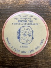 Celluloid Studebaker Man Auto Metamorphic Pocket Mirror - Mt. Joy PA Early 1900s picture