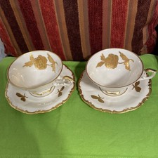 Vintage Waldershof Bavaria Germany White & Gold Swirl 2 Plate 2 Tea Cup. picture