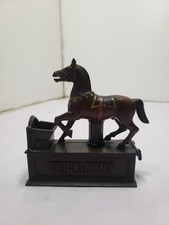 Original Circa Pat  July 7th 1885 Trick Pony Cast Iron Mechancial Bank picture
