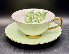 Vintage Shelley Fine Bone China Oleander Green Lily of the Valley Cup & Saucer picture