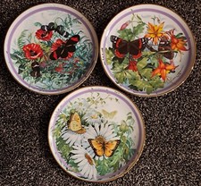 3 Pcs Butterfly Garden Plates, Paul J Sweany, The Hamilton Collection, 1986 picture