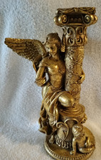 Gilded Angel & Cherub Ornate Candlestick Holder 9.25