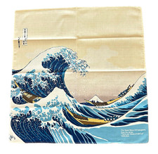 Japanese Furoshiki Wrapping Cloth Hokusai Great Wave Cotton Kyoto US Seller picture