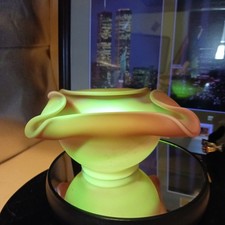 Fenton Burmese Uranium glassl 1 of 3 pc Fairy Lamp base picture