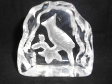 VTG Artmark Cardinal Etched Glass Paperweight Figurine picture