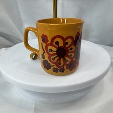 2 VTG 1970’s Staffordshire Coffee Cups/Mugs Flower Power Groovy Mod -MCM-England picture