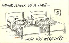 1952 Comic Postcard Having a Heck of a Time Wish You Were Here picture