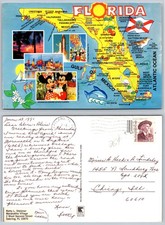 Continental Florida Map Illustration Postcard picture