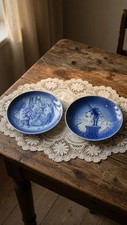 Pair of 1973 & 1974 Danish Blue Christmas Plates - Désirée Old Copenhagen Blue picture