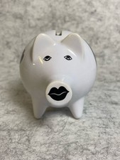 Vintage Scheurich West Germany White Ceramic Piggy Bank with Lips and Eyes Graph picture