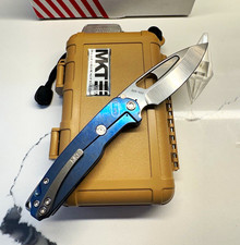 Medford Knife & Tool Infraction Blue Titanium S45VN Drop Point Frame Lock Clip picture