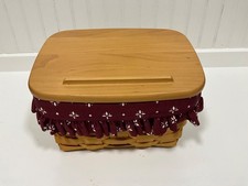 Longaberger 1997 Recipe Basket With Lid, Plastic And Fabric Liner picture