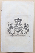 CAMPBELL MARCHIONESS GREY Coat of Arms & Crest - Antique Print - 1768 (Ref K3) picture