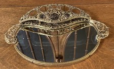 VTG Matson Gold Filigree Mirror Lipstick Holder Vanity Tray Hollywood Regency  picture
