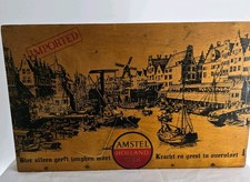Vintage Amstel Holland Wooden Beer Crate  Dutch Brewery Box Graphic Bar Decor picture