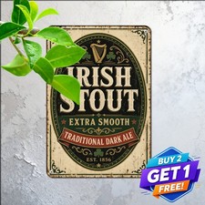 Traditional Irish Extra Stout Beer Draft Pub Tavern Metal Plaque Tin Sign picture
