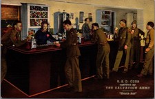 1943 USO Club Snack Bar Salvation Army WWII Military Postcard Oklahoma picture