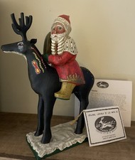 LEO SMITH FOLK SANTA DEER Sunbringer Santa Limited Edition 1380/1500 RARE 11”x8” picture