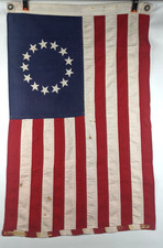 Vintage Bull Dog Bunting Dettra 13 Star Betsy Ross American Flag Sewn 34x22 picture