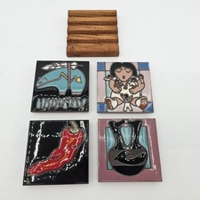 Handcrafted Desert Dreams Studio Ceramic Tile Trivet Southwestern Set of 4 picture
