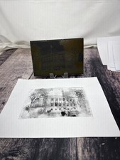 Vintage Printing Block Of A Southern Building With Confederate Building/Soldiers picture