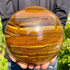 5.37LB Large Natural Tiger Eye Stone Crystal Ball Quartz Healing Sphere Décor picture
