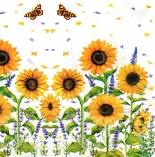 (2) Two Paper Lunch Napkins for Decoupage/Mixed Media - Sunflower Field floral picture