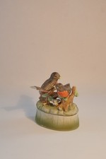 Vintage Hand-Painted Crown Royal Porcelain Trinket Box With Birds picture