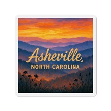 Die-Cut Fridge Magnet Asheville NC Blue Ridge Sunset Art picture
