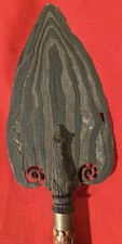 Antique Southeast Asia HANDFORGED Leaf Shaped SpearHEAD with FROGS-Rare-pre1900? picture