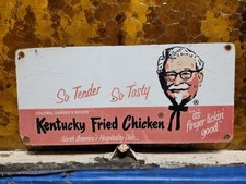 VINTAGE KENTUCKY FRIED CHICKEN PORCELAIN SIGN KFC FAST FOOD DRIVE THRU SANDERS picture