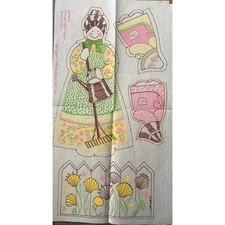 1972 Original Folk Art Kathy Orr Hand Paint Iron ON Transfer Signed picture