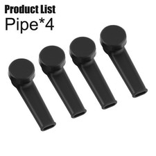 4‑PCS Portable Black Silicone Smoking‑Pipes, With Stainless‑Steel Bowl & Lid picture