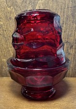 Mosser Glass x Black Cat Vintage Ruby Red Georgian Fairy Lamp - Glows picture