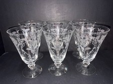Fostoria Shirley Etched Wine Glasses 5 1/2 in in Set of 6 picture