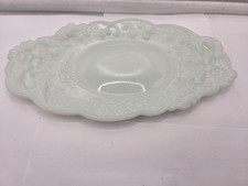 Antique Victorian Milk Glass Tray With Embossed Design picture