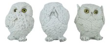 Ebros See Hear Speak No Evil Fat Baby White Owls Figurines Set of 3 Decor Wis... picture