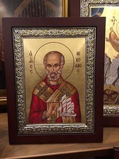 Saint Nicolaos  - handmade Greek orthodox Russian byzantine Icon picture