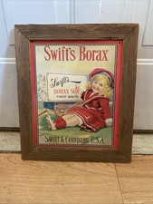 Vtg Framed Swift's Borax Soap Girl Sailor Suit Nice Colors Advertisement 14.5 T picture