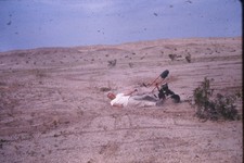 c1960's Ektachrome 35mm Slide Border Man Desert Go Kart Crash Accident Landscape picture