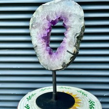 9.1 lb Purple Amethyst Crystal Slice Druzy Oval Mineral Specimen Home Gift Decor picture