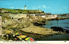 Plymouth Devon - West Hoe Beach and Smeaton's Tower - Vintage Postcard - 1969 picture