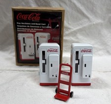 Lot of 2 Vintage ERTL Miniature Coca Cola Pop Vending Machine w/ HandCart  picture