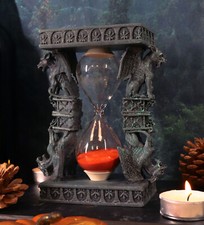 Ebros Gothic Winged Stoic Gargoyle Pillars Rooftop Invertible SandTimer Figurine picture